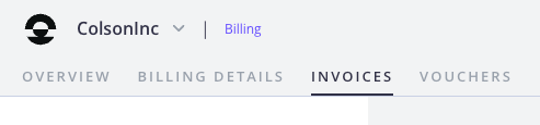 Invoices tab in the Console