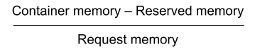 The sum of container memory minus reserved memory divided by request memory